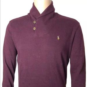 Polo Jersey Shawl Pullover Small MAROON